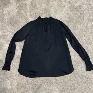 Ann Taylor XS black blouse with tie collar